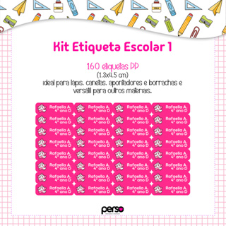 Kit 160 Etiquetas Escolares Adesivos Personalizados em Oferta na Shopee
