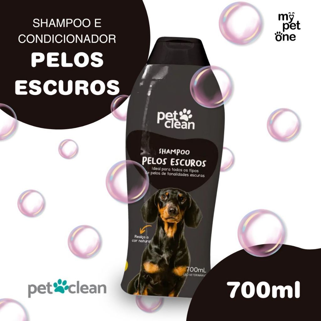 Shampoo e Condicionador 2 em 1 Pelos Escuros 700ml - Pet Clean em Oferta na Shopee