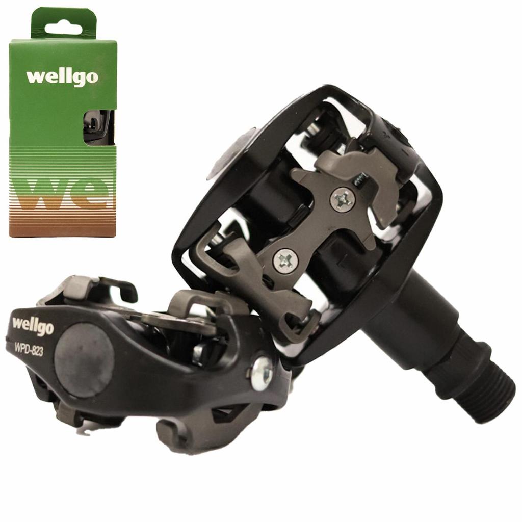 Pedal Wellgo Original Clip MTB WPD-823 Pto, Eixo Grosso 9/16 com Tacos