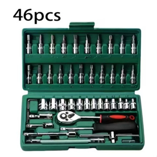 46 Peças Verde Kit Chaves Jogo Catraca Reversível Soquetes Maleta Promoção em Oferta na Shopee