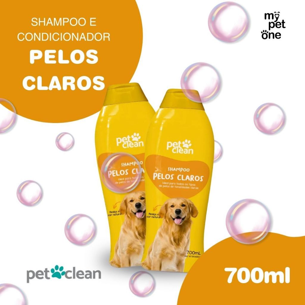 Kit 2 Shampoo e Condicionador 2 em 1 Pelos Claros 700ml - Pet Clean em Oferta na Shopee