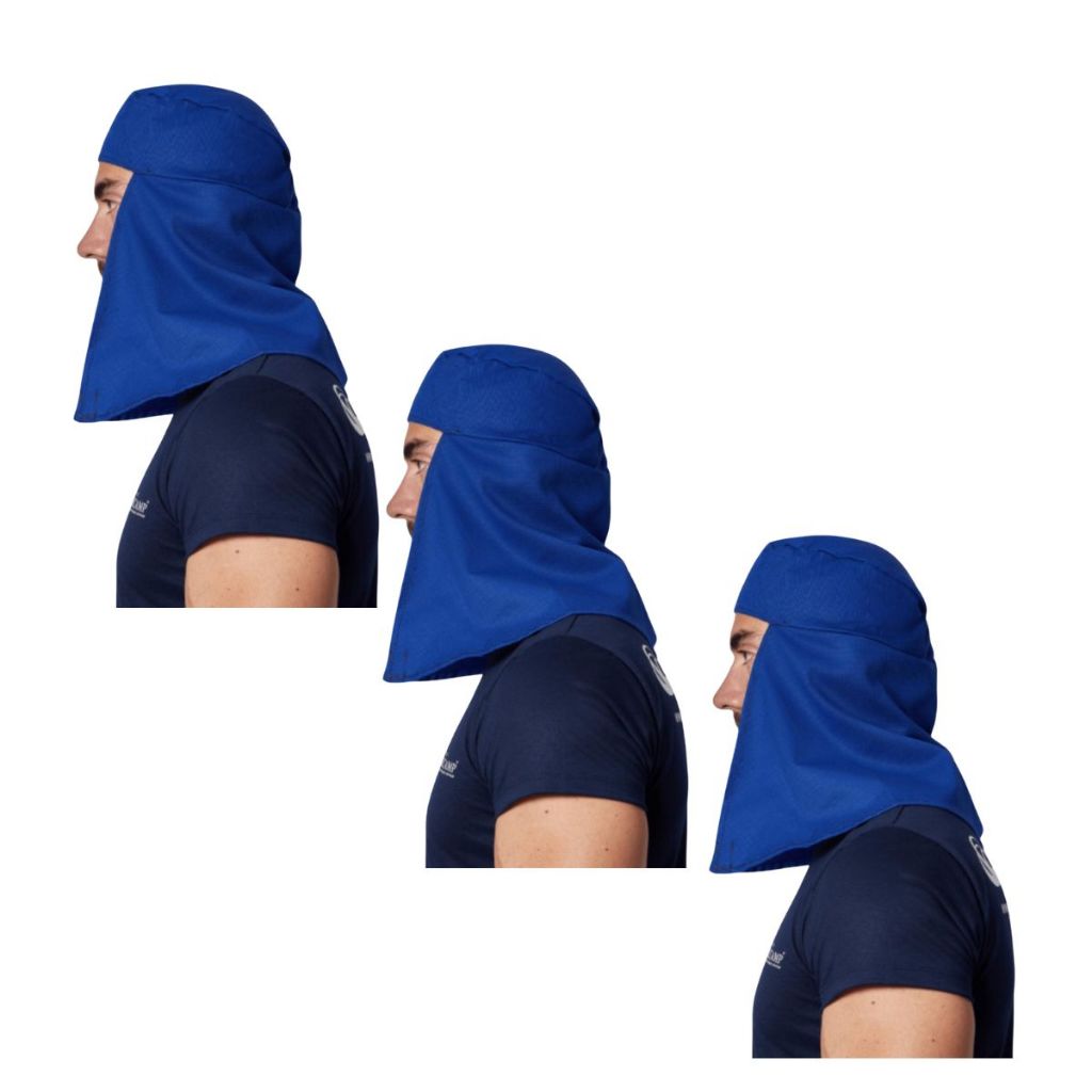 Kit 03 de Touca Soldador Árabe Helanca Azul Velcro Proteção Sol