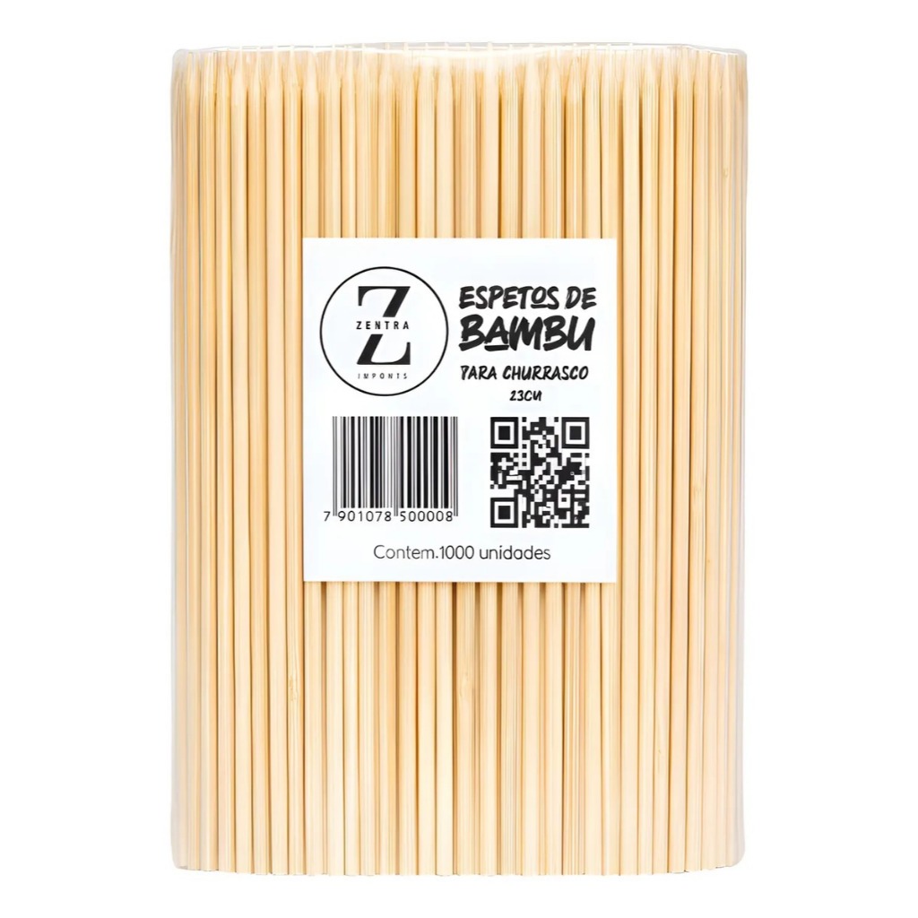 1000 Palitos De Bambu Espeto P/ Churrasco 25cm - Forte