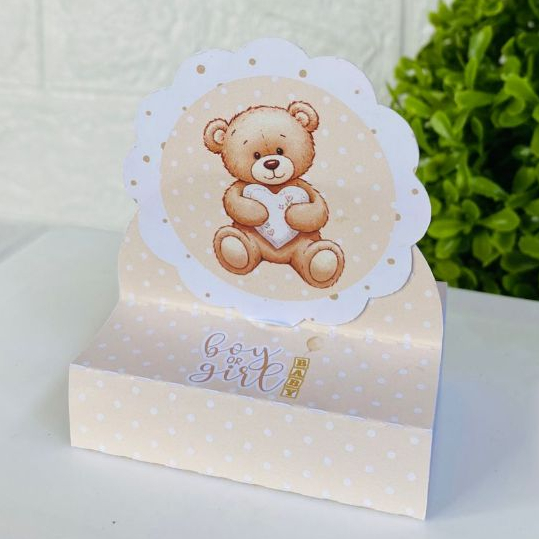 Porta Bis Duplo Chá Revelação ursinho dourado | Lembrancinhas personalizadas | Mimos | Aniversário infantil