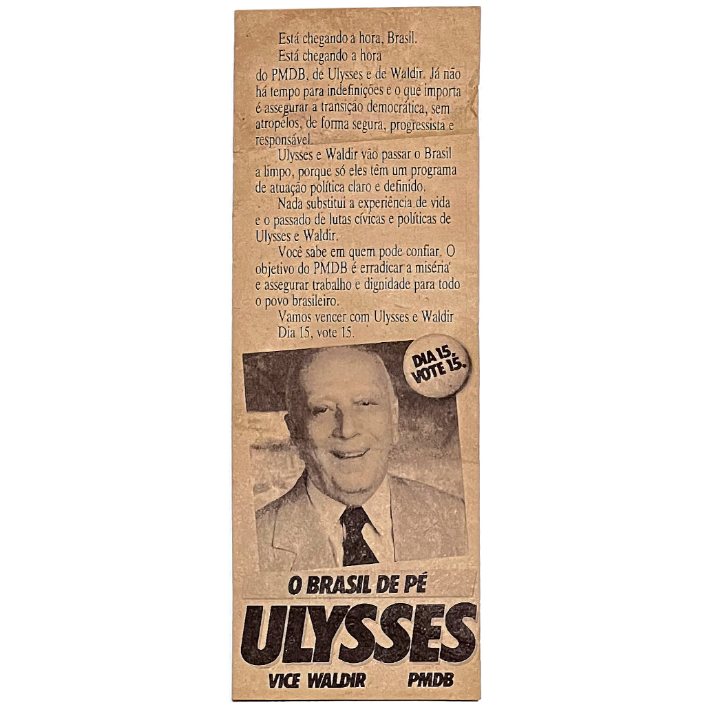 santinho propaganda antiga ulysses guimarães pmdb folha panfleto eleições diretas 1989 presidente 89 flyer original