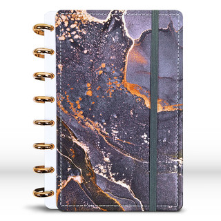 Caderno Inteligente A5 Ônix Marmorizado e Cores 80 Folhas com Discos Metálicos e Elástico…