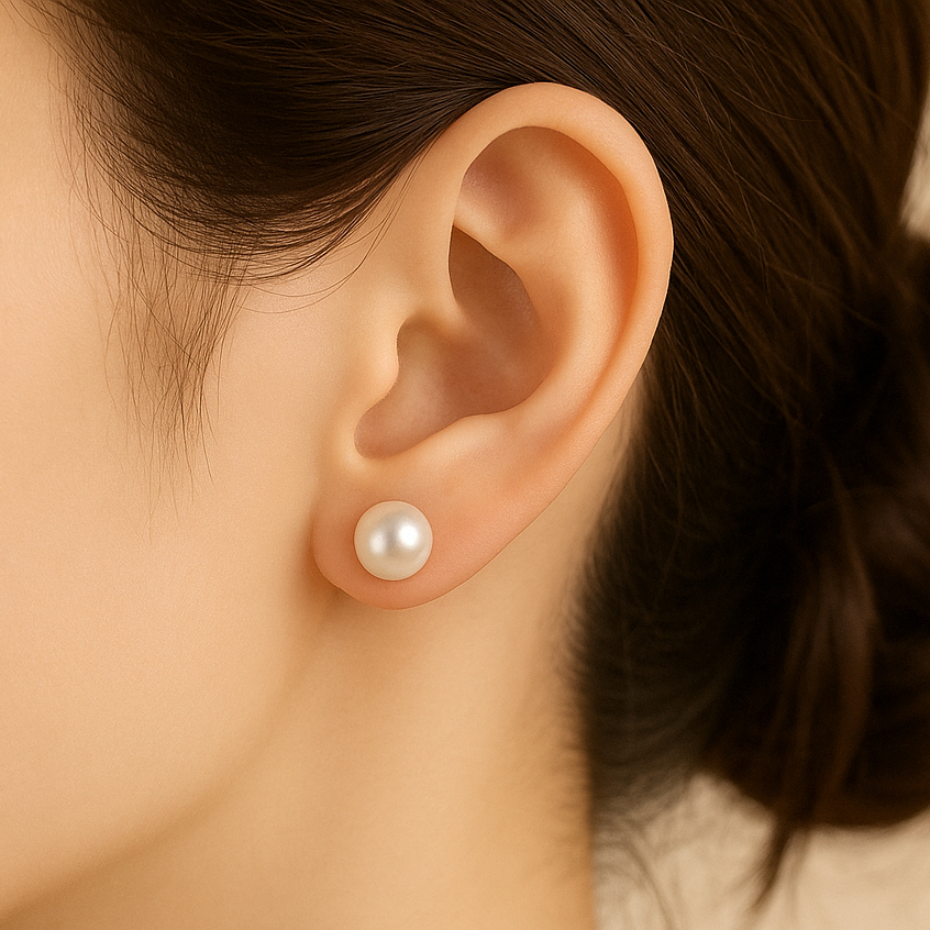 Par de Brinco de Alta Qualidade Feminino Estiloso Perolado Perola Branca 5 mm