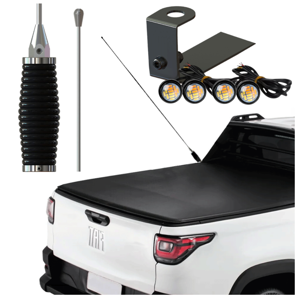 Kit Antena Px Enfeite Camionete + Suporte + Led Grade Brinde Strada Saveiro Montana Hilux Ranger S10 f250