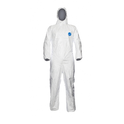 Macacão Descartável DuPont Tyvek 500 Proteção Química Pintura CA 34187 EPI Com Capuz Agrotóxico Branco