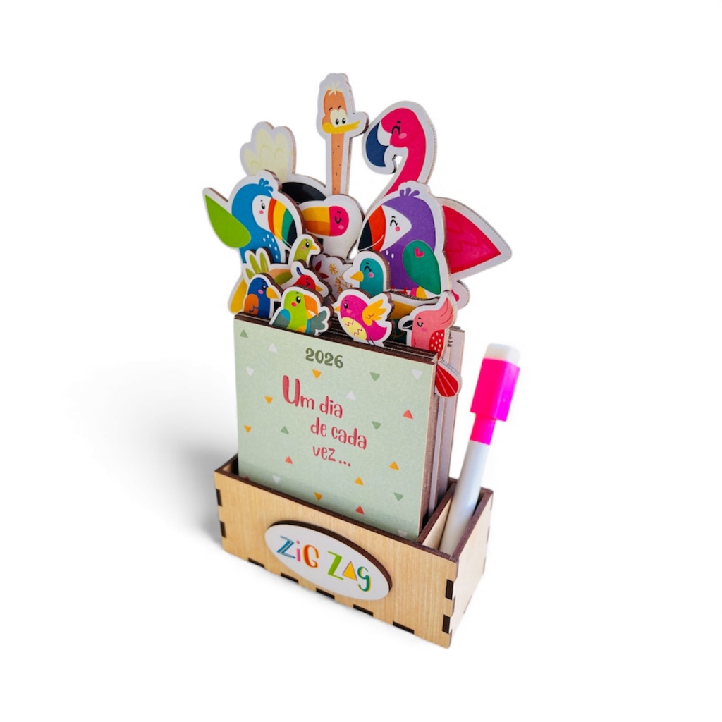 Calendário Decorativo Mesa Escritório Presente Mdf Resistente Escreva Apague Com Caneta