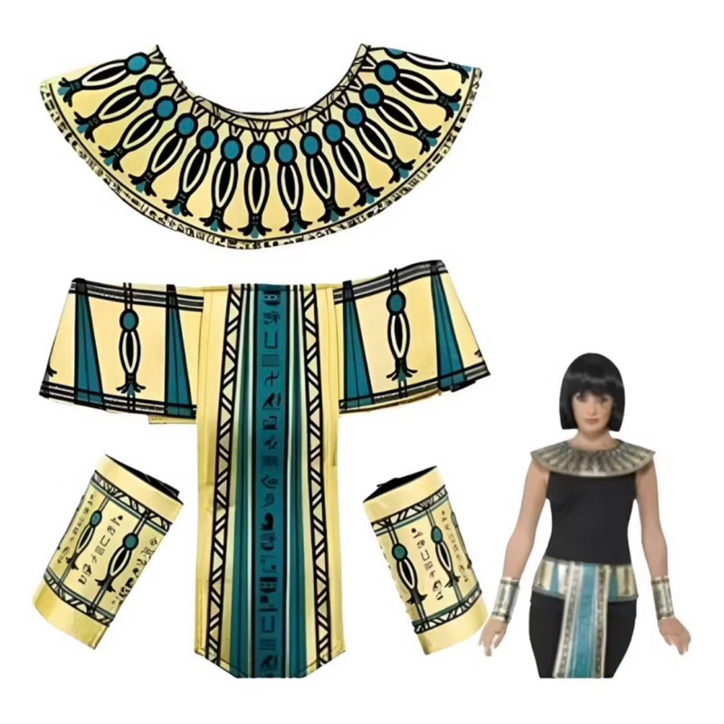 KIT COMPLETO DO FARAÓ | UNISSEX | COM 4 PEÇAS | FANTASIA FEMININA FARAÓ | FANTASIA MASCULINA FARAO | CARNAVAL | PEÇAS