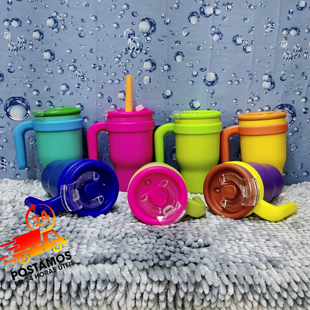 Copo Térmico Aço Inox SUS 304 460ml Tampa Varias Cores com Alça Bebidas na Temperatura Ideal  XR-106 em Oferta na Shopee