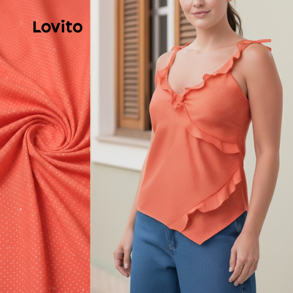 Lovito Regata Feminina com Estampa Bolinha Poá e BabadoLB260BRL289