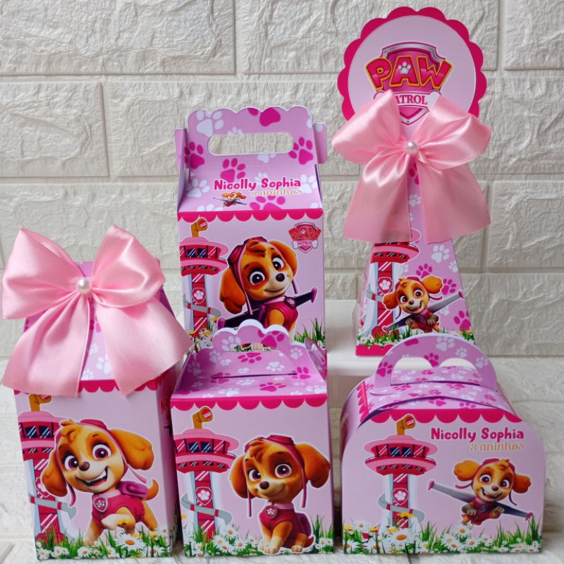 KIT PERSONALIZADOS TEMA SKYE PATRULHA CANINA MENINA ROSA (PEGUE E MONTE) LEMBRANCINHA FESTA INFANTIL MIMOS ANIVERSÁRIO