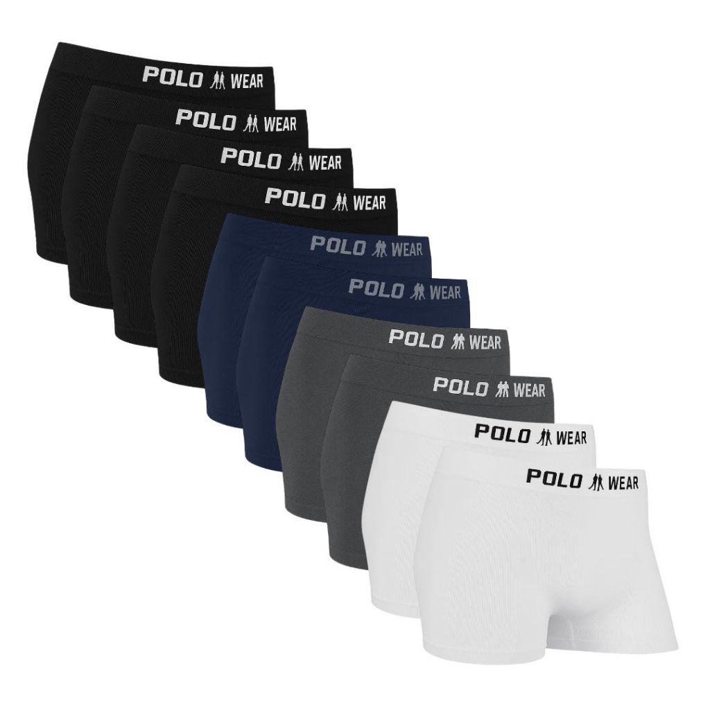 Cueca Polo Wear Boxer Kit Cuecas Box Masculinas Sem Costura Microfibra 100% Poliéster