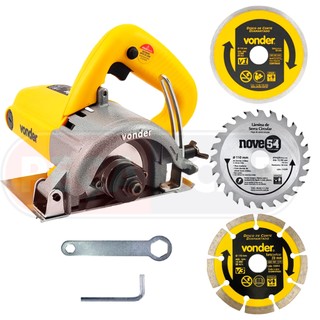 Kit Serra Mármore Vonder Smv1300s Tipo Makita + 3 Discos de Corte