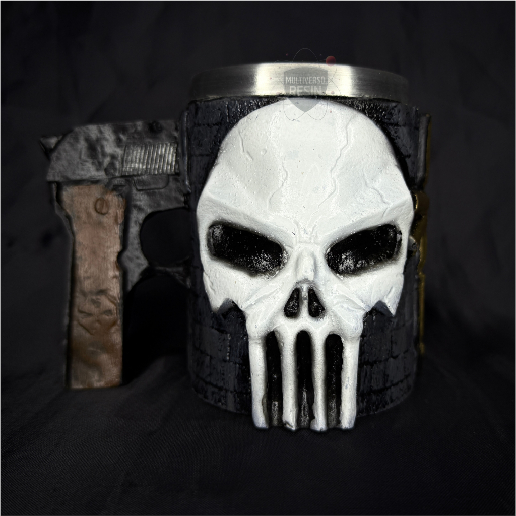 Caneca/Copo Justiceiro The Punisher Caveira Marvel 3D Resina