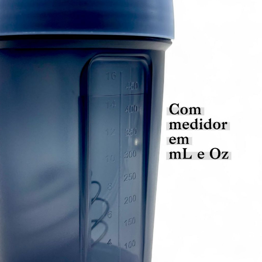 Coqueteleira Shakeira 500ml Shaker Fitness Academia 2 Compartimento Suplementos e Mola Antivazamento