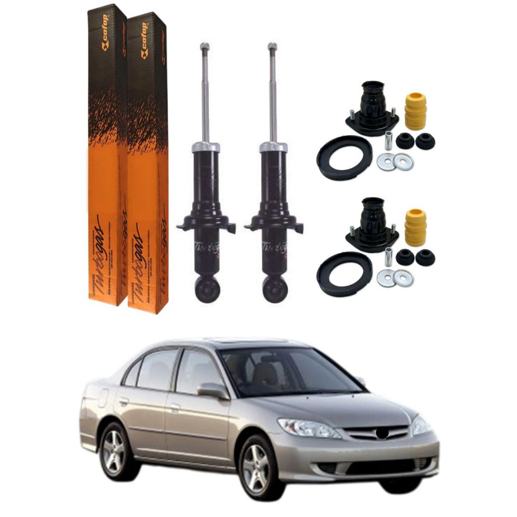 PAR AMORTECEDOR TRASEIRO CIVIC 1.7 2002 A 2006 COFAP + KITS