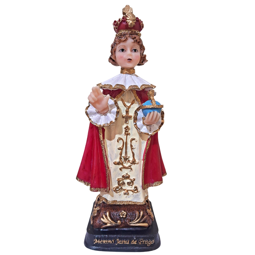 Menino Jesus de Praga Resina Imagem Resina 20cm Escultura Estátua Padroeiro Providência Cura