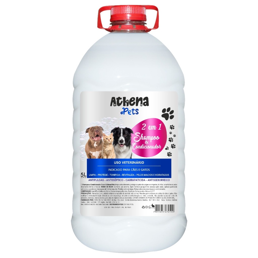 Shampoo Condicionador  Neutro 2 Em um Erva Doce 5 Lt Para Pet Cachorro E Gatos - Limpeza Profunda Linha Pet Shop