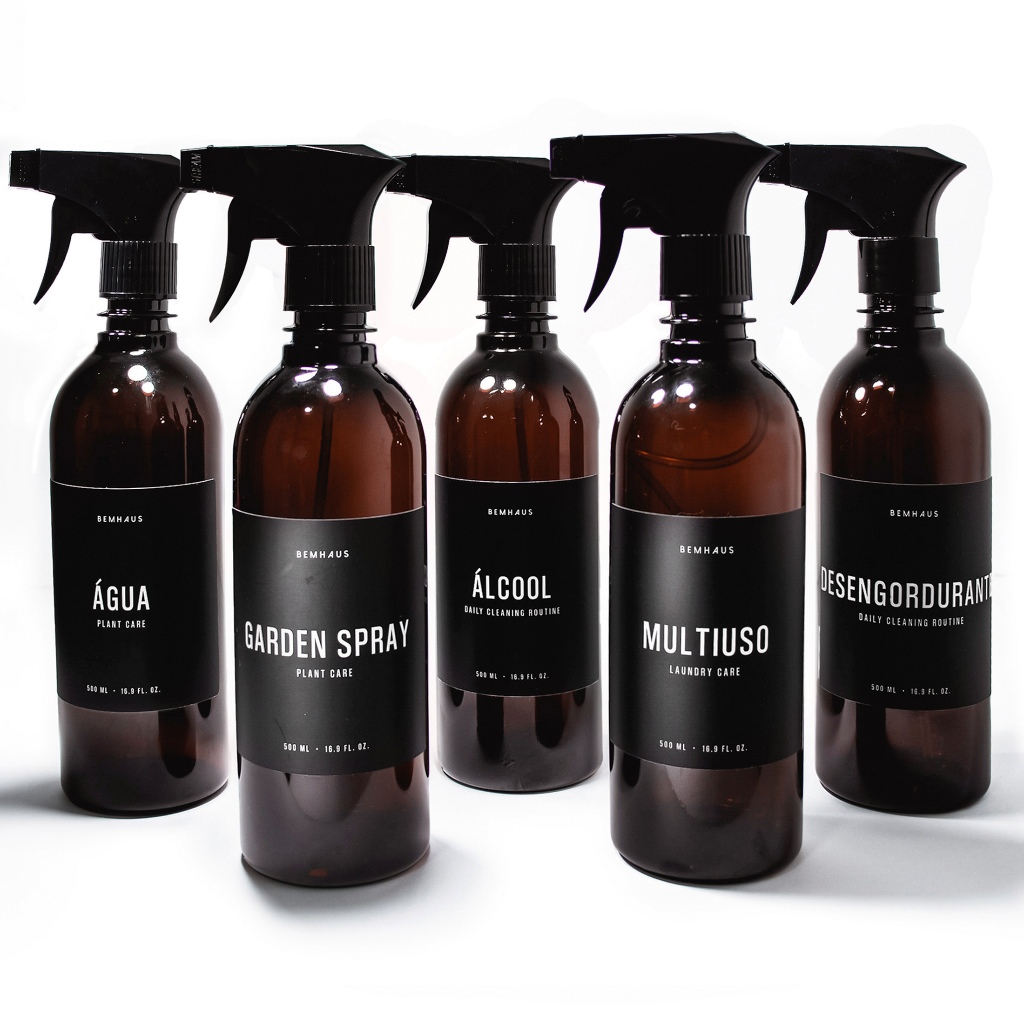Frasco Ambar 500 Ml Diversos Alcool Multiuso Home Spray Preto Válvula Borrifadora Spray em Oferta na Shopee