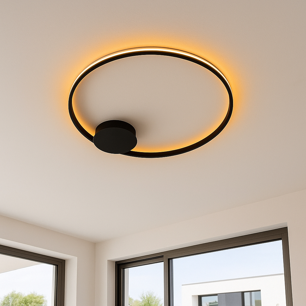 Plafon Led Sobrepor Moderno Parede Teto Redondo Sala 3000k 127/220v Preto em Oferta na Shopee