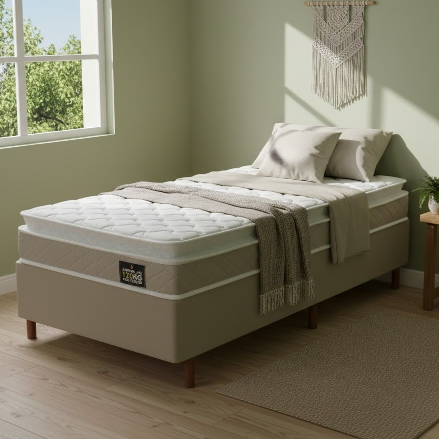 Cama Box Baú Solteiro Colchão Hellen Espuma Premium D33 Pillow Top 88cm x 188cm x 57cm em Oferta na Shopee