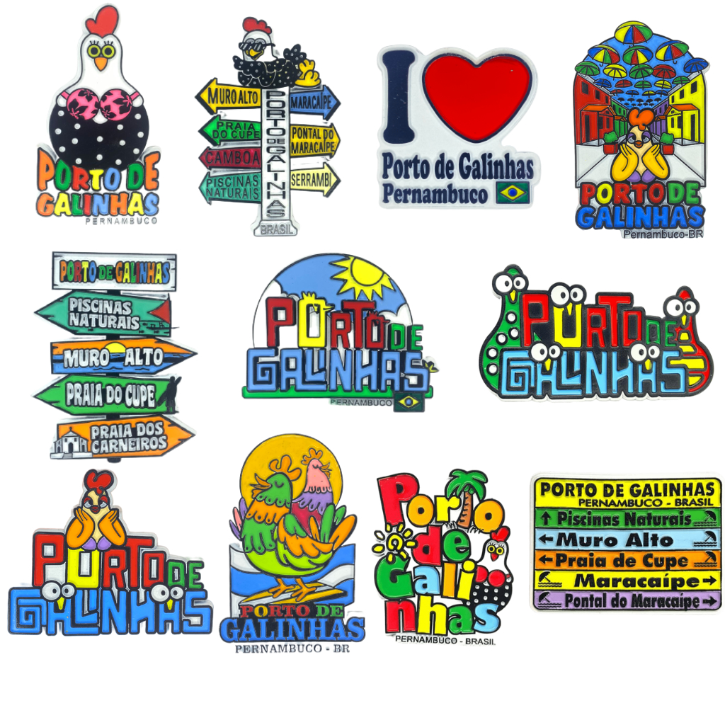 Imãs de Geladeira Porto de Galinhas Decorativos Emborrachados Souvenir