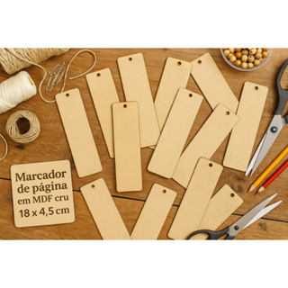 Kit 10 Marcador de Página em MDF Cru 18x4,5cm com Furo para Personalização em Oferta na Shopee