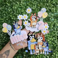 Envio Rápido - Bluey / Topo de Bolo Personalizado - Topper de Bolo Personalizado