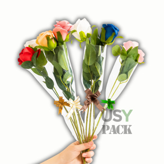 Embalagem Flor Rosa Botão Cone Transparente Pct 50 unidades em Oferta na Shopee