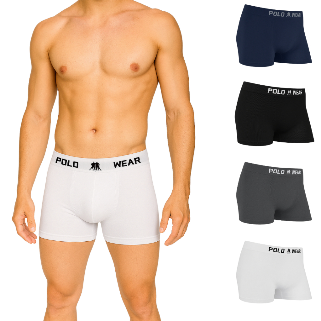 Cueca Polo Wear Boxer Masculina Sem Costura Tecido Leve Adulto Cores Sortido Originais