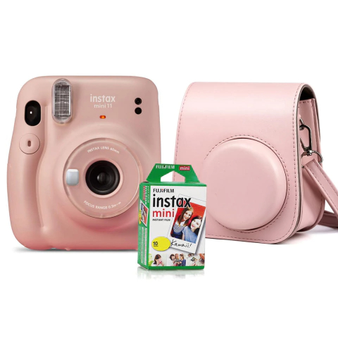 Kit Câmera Instantânea Fujifilm Instax Mini 12 Rosa com Bolsa e Filme 10 Fotos