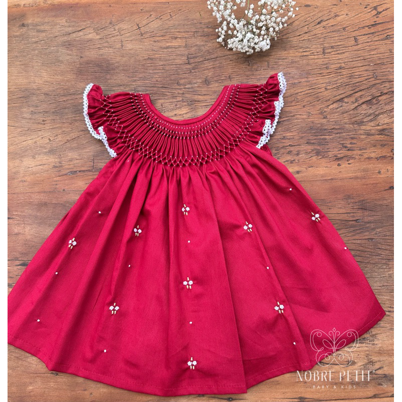 Vestido infantil para ensaio natalino vestido casinha de abelha vestido festa vermelho infantil