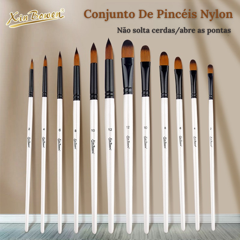 Conjunto 6/10/12 De Pincéis Profissionais Cerdas De Nylon Para Acrílico Detalhamento Em Minia em Oferta na Shopee