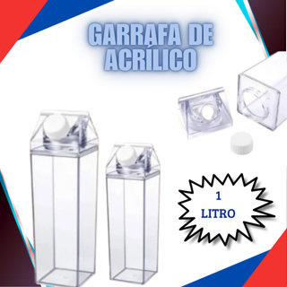 Kit 1/2/3/4 Garrafas de Acrílico 1L Resistente Geladeira Água Suco Leite Chá Caixa Com Tampa Bebida Frasco em Oferta na Shopee
