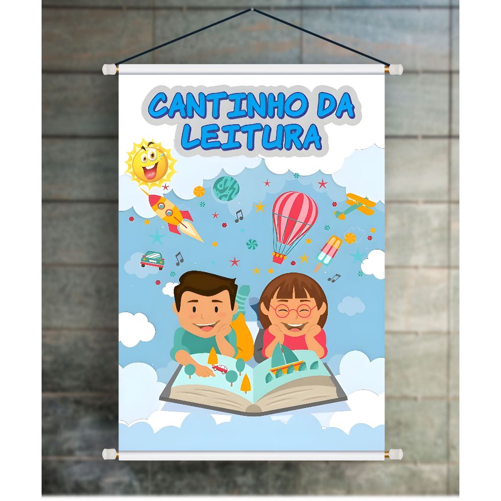 BANNER ARTE PRONTA CANTINHO DA LEITURA em Oferta na Shopee