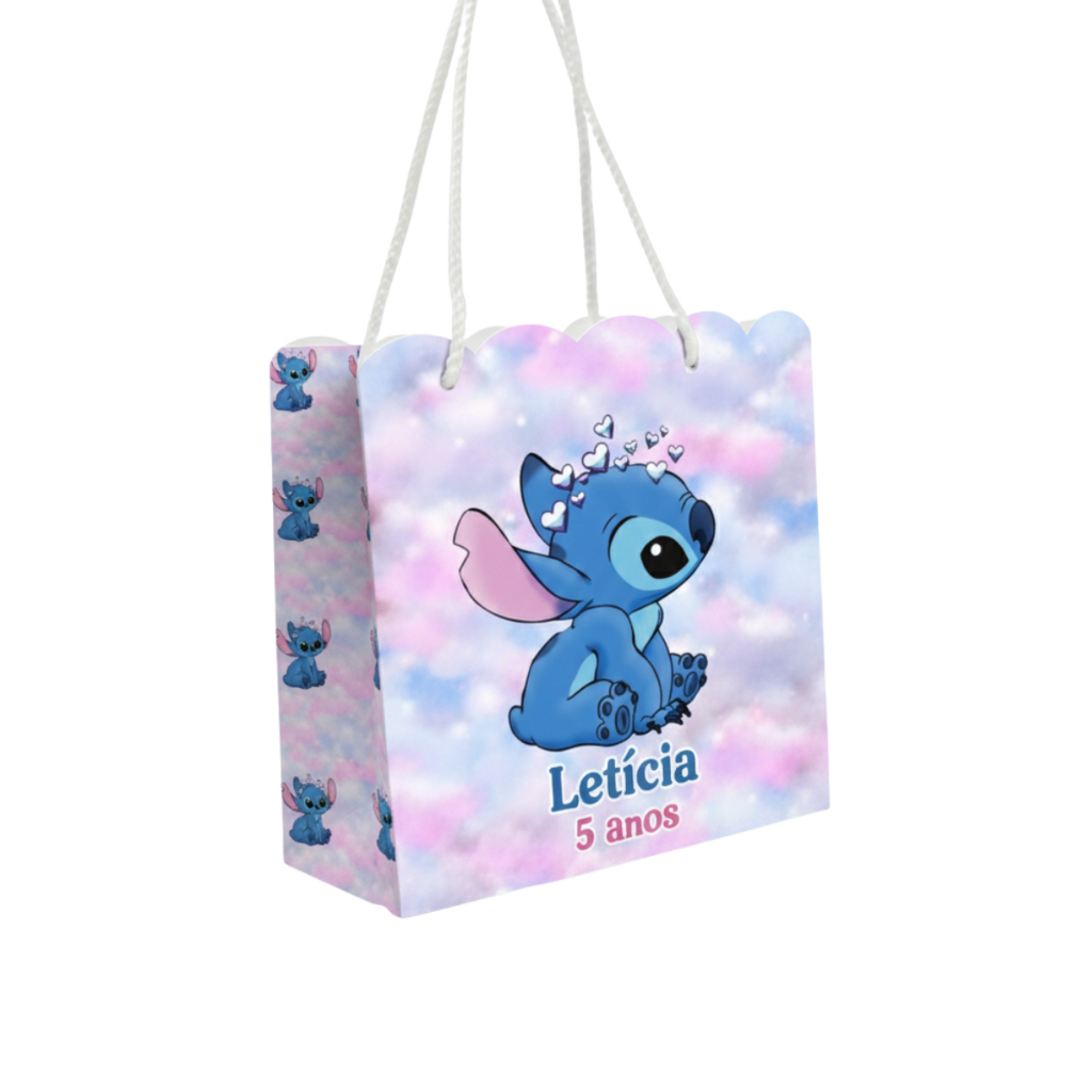 Kit 10 Sacolinha Personalizadas De Festa Infantil Stitch Nome Idade em Oferta na Shopee
