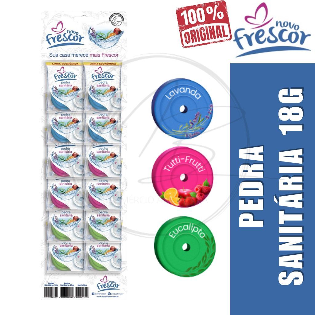 Pedra Sanitária 18g Cartela com 12 Unds Cada. Pedra Sanitaria Novo Frescor