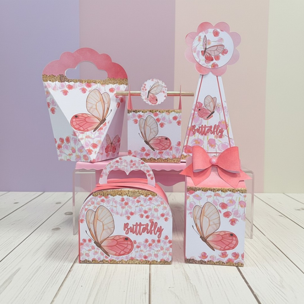 Kit Caixinhas  Personalizadas Borboletas Monte Você Mesmo Decoração de Festa Lembrancinhas Festa