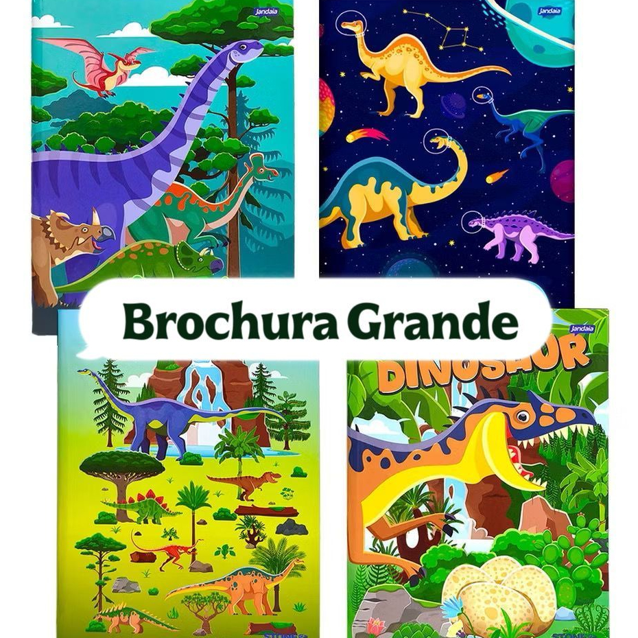 Caderno Brochura GRANDE Capa Dura Infantil Menino 80 fls ( Stone Dinossauro ) Jandaia 2026 em Oferta na Shopee