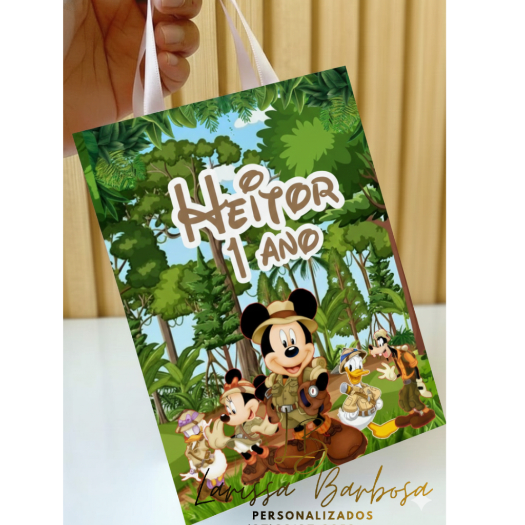 Sacolinha MICKEY SAFARI Personalizado | Sacolinha | Lembrancinha | Mimos | Aniversário MiCKEY SAFARI