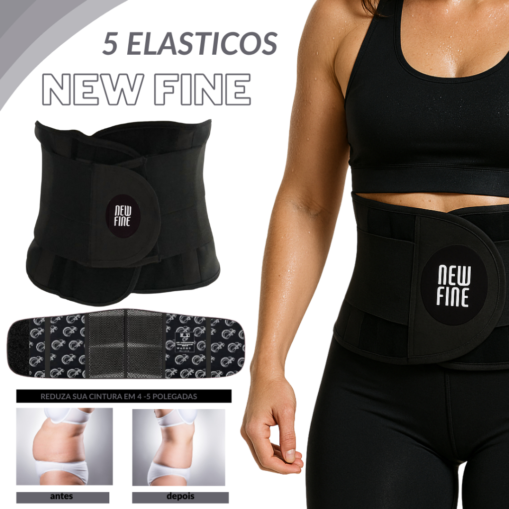 Cinta modeladora com 5 elasticos e com 10 talas - Cinta modeladora com infra vermelho longo e com imã feriti