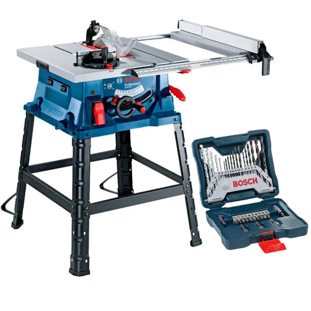 Serra Circular de Mesa 1800W Professional GTS 254 +  Kit 30 Peças Brocas e Pontas X-Line BOSCH em Oferta na Shopee
