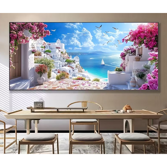 Quadro decorativo paisagem italiana 1 peça 100x80 grande elegante moderna luxuosa decoração de parade para sala quarto