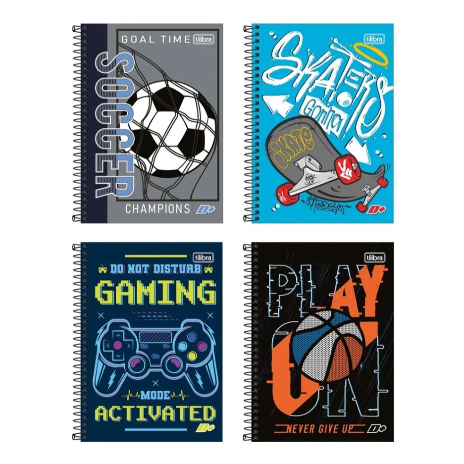 Caderno Espiral Tilibra 1/4 Capa Dura Mais+ 96 Folhas - Embalagem com 4 Unidades (Sortidos) em Oferta na Shopee