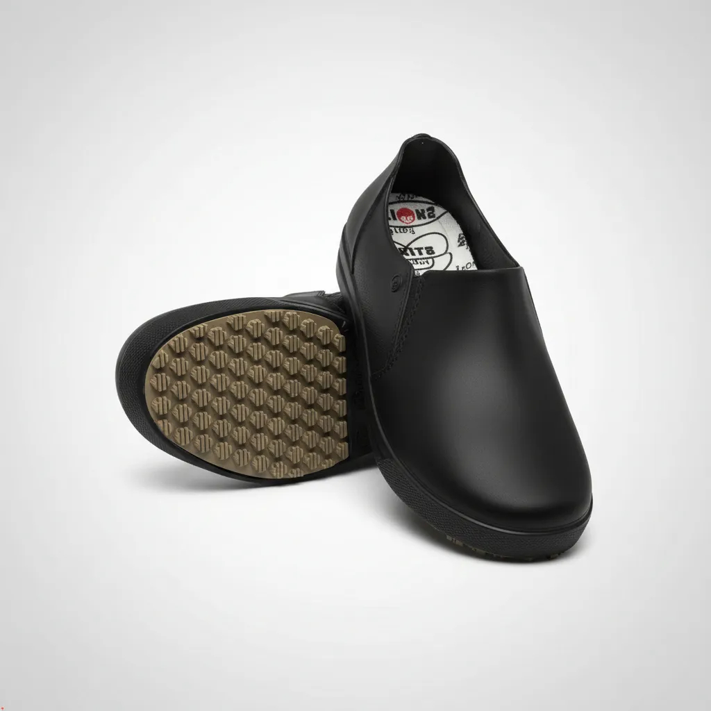 Sapato Tênis Antiderrapante de Segurança Feminino Nr32 Preto Sticky Shoes EPI CA 44589 Hospital