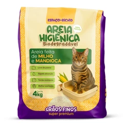 Areia Higiênica Biodegradável Espaço do Bicho Grãos Finos 4kg – Milho e Mandioca (100% Natural)