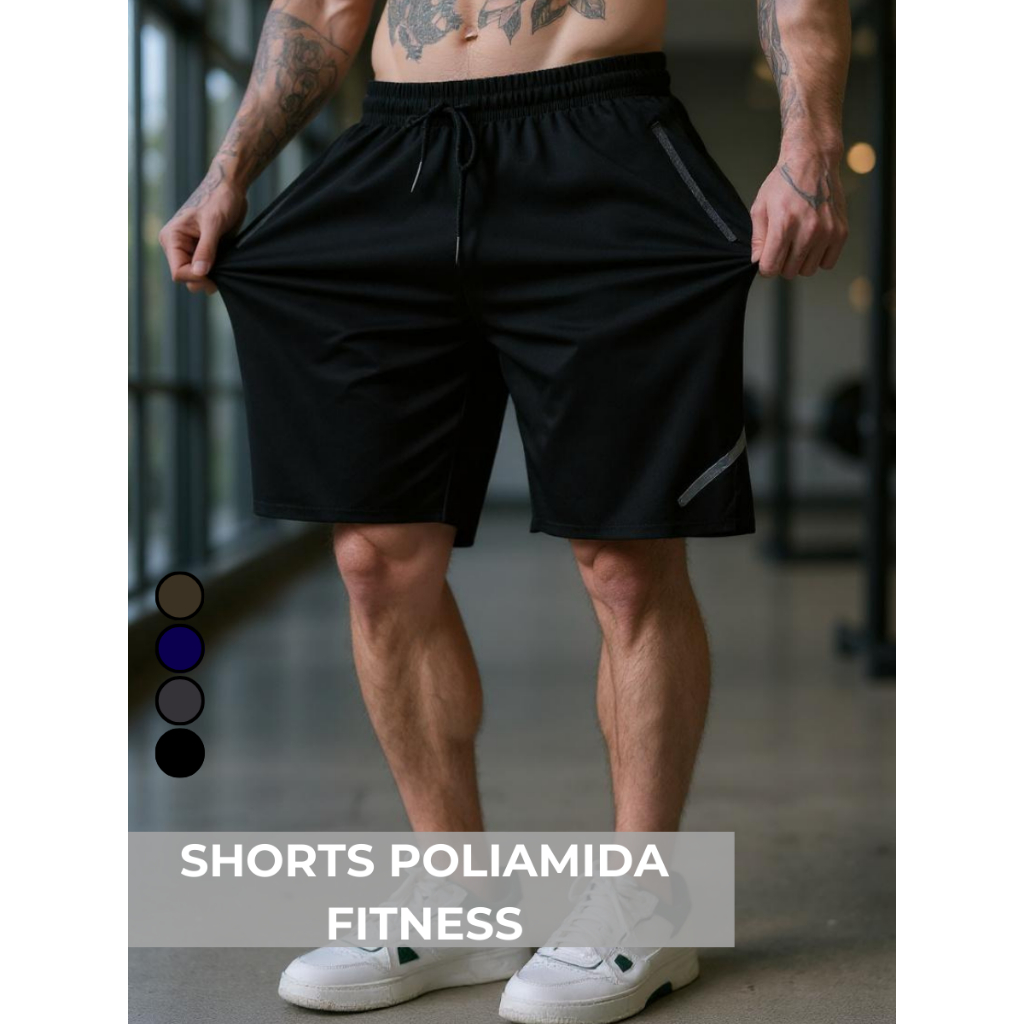 Short Bermuda Masculina Tactel Dry Fit Tecido Gelado Poliamida Seca Rapido Fitness com bolso Short para Academia Casual em Oferta na Shopee